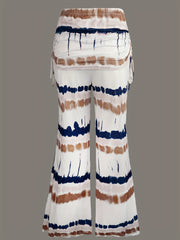  Tie Dye Ruched High Rise Wide Leg Trousers