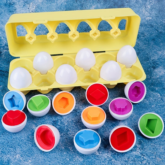 12pcs Shape Recognition Egg Toys Educational Puzzle Perfect for Boys and Girls