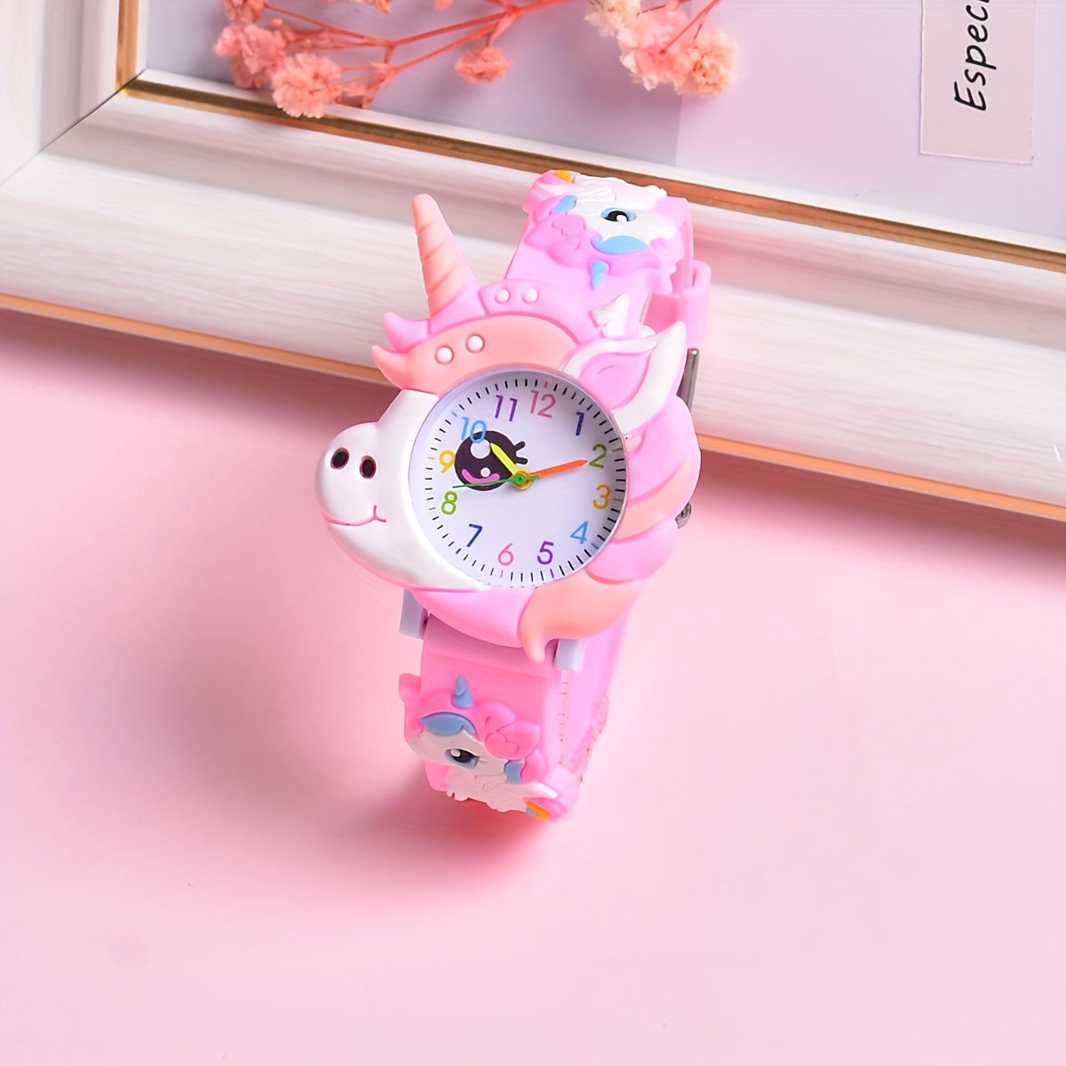 Unicorn Girls' Watch Pink Silicone Strap & Case Quartz Movement