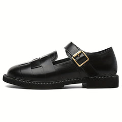 Women's British Style Loafers with Ankle Buckle Strap