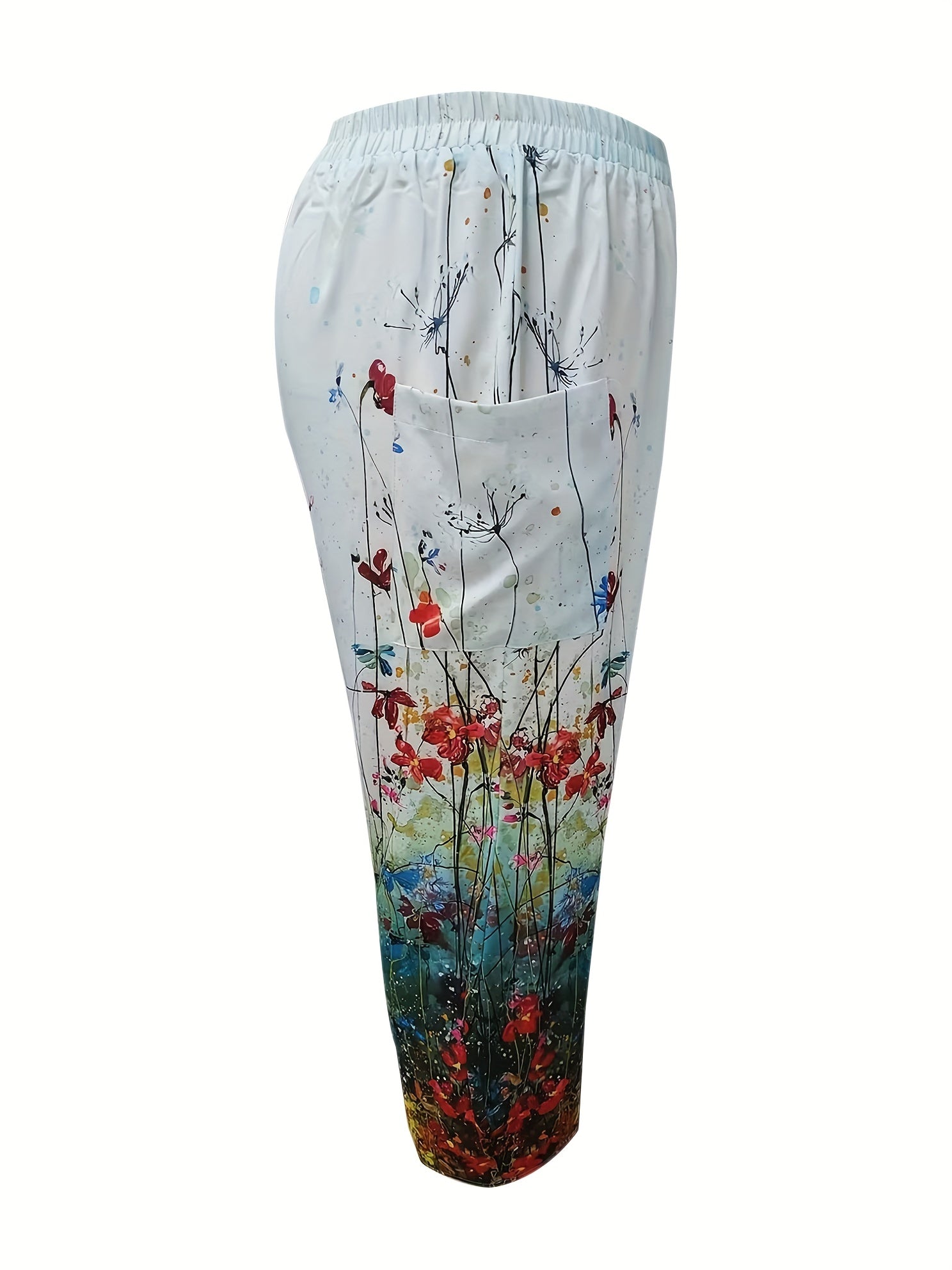 Floral Print Wide Leg Pants Plus Size