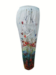 Floral Print Wide Leg Pants Plus Size