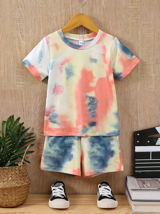 Toddler Boys Tie Dye T Shirts & Shorts Set Kids Summer Clothes