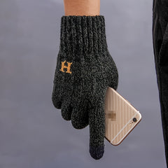 Men's Winter Double Layer Thick Knitted Gloves