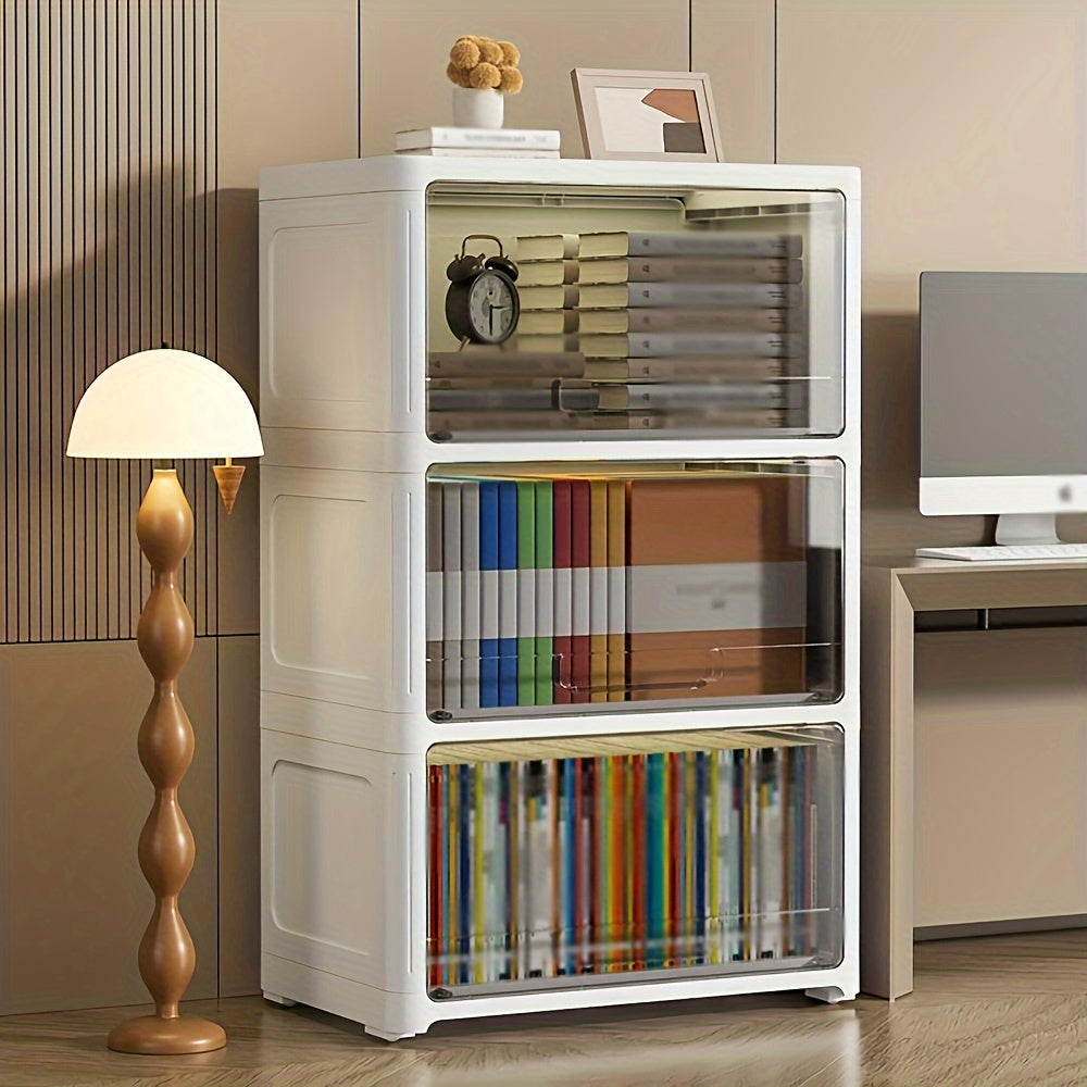 1pc Stackable Storage Cabinet with Lids Plastic Boxes Home Decor