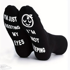 Funny Resting My Eyes Socks Dad Grandpa Mom Grandma
