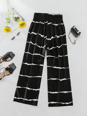  Women's Stripe Print High Rise Wide Leg Trousers