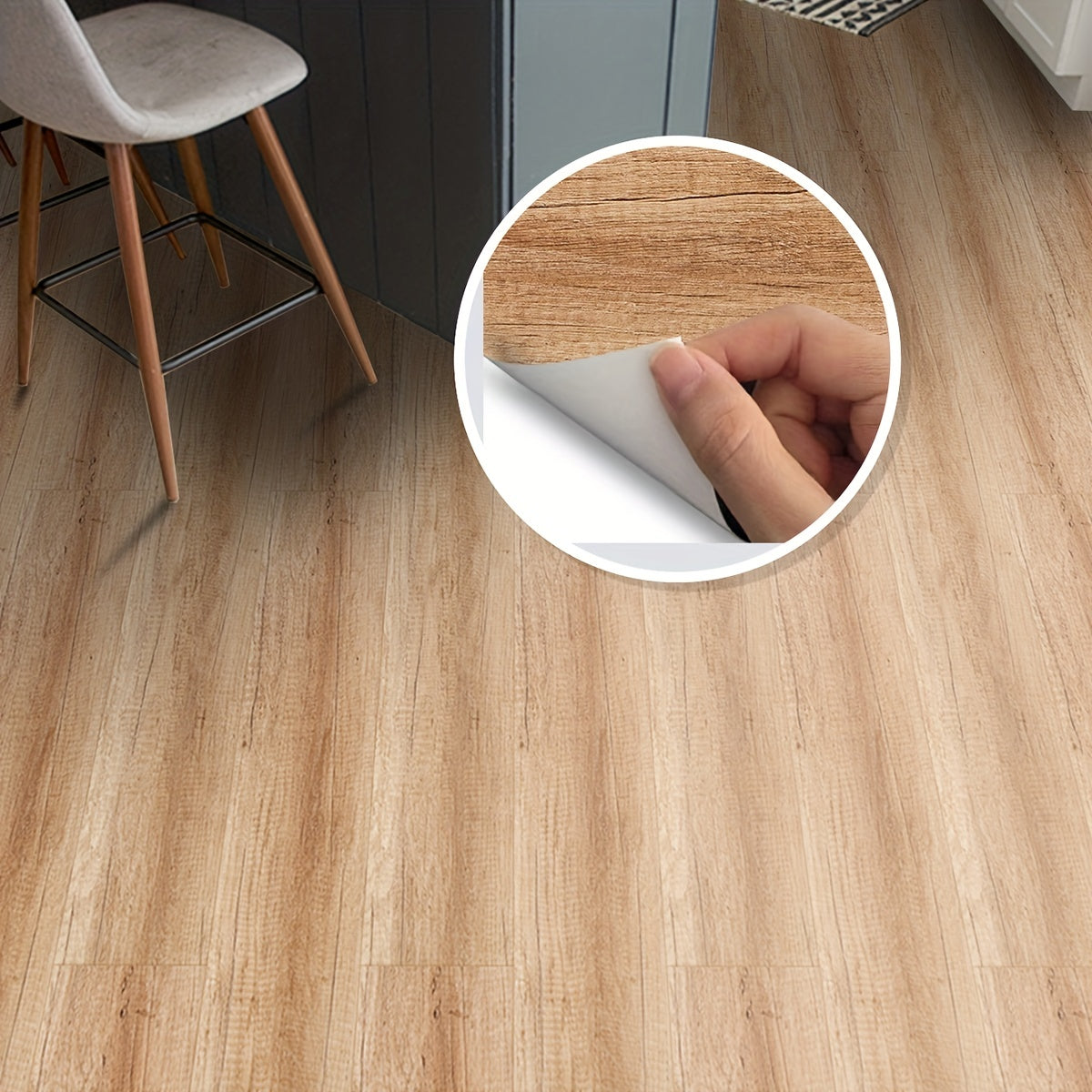 Wood Grain Printed Floor Stickers Waterproof Anti-slip Tile Stickers