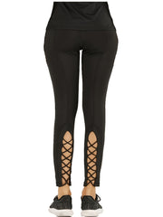 Cross Strap Yoga Leggings with Cutouts for Women