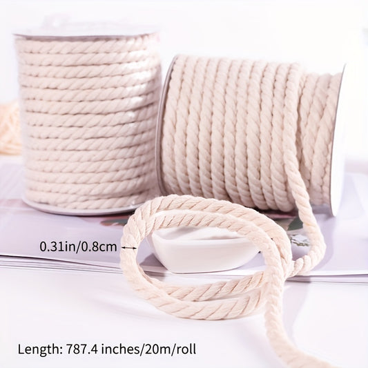 Beige Cotton Rope DIY Hanging Tag Decoration 20m Roll