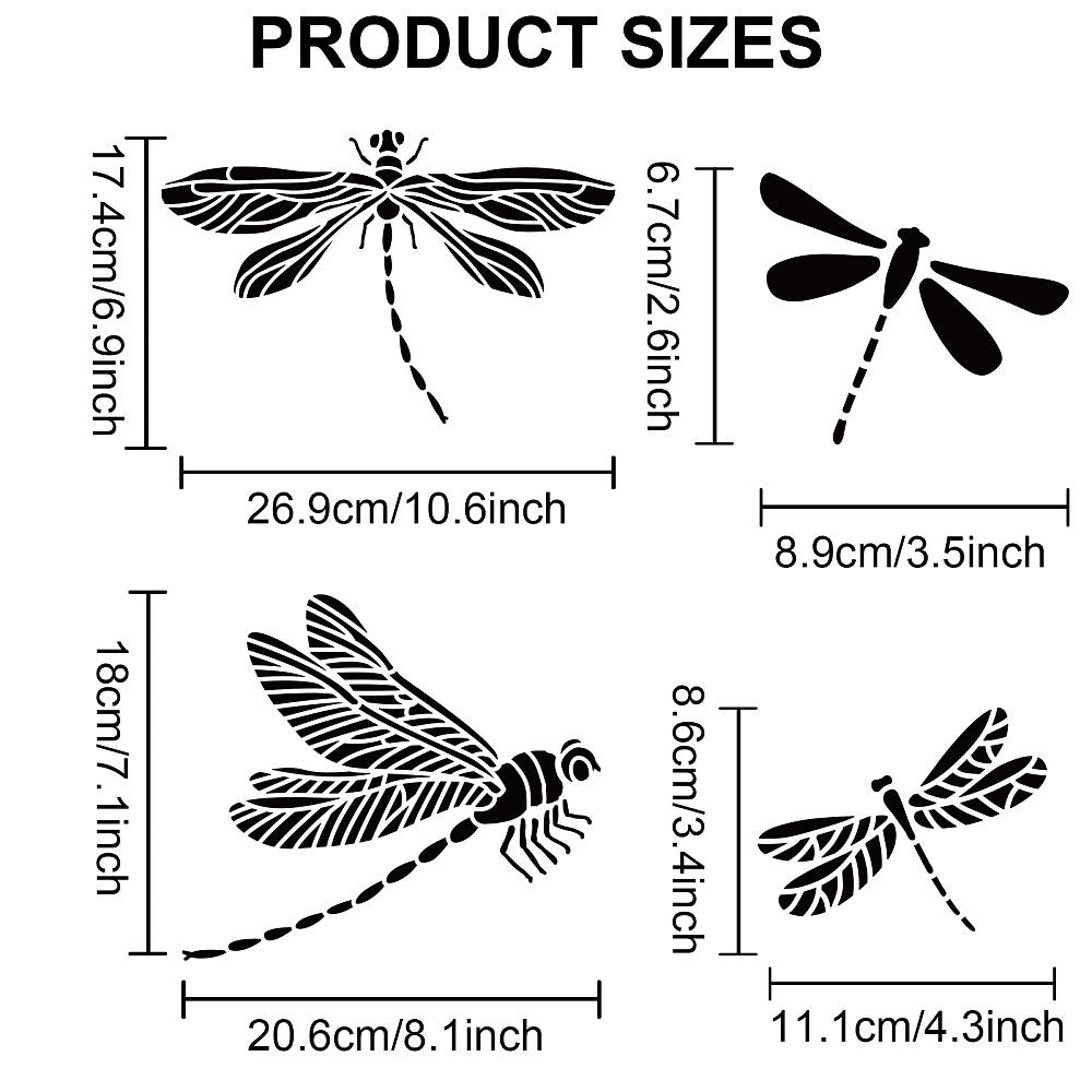 2pcs Dragonfly Stencil and Brush Set for Painting