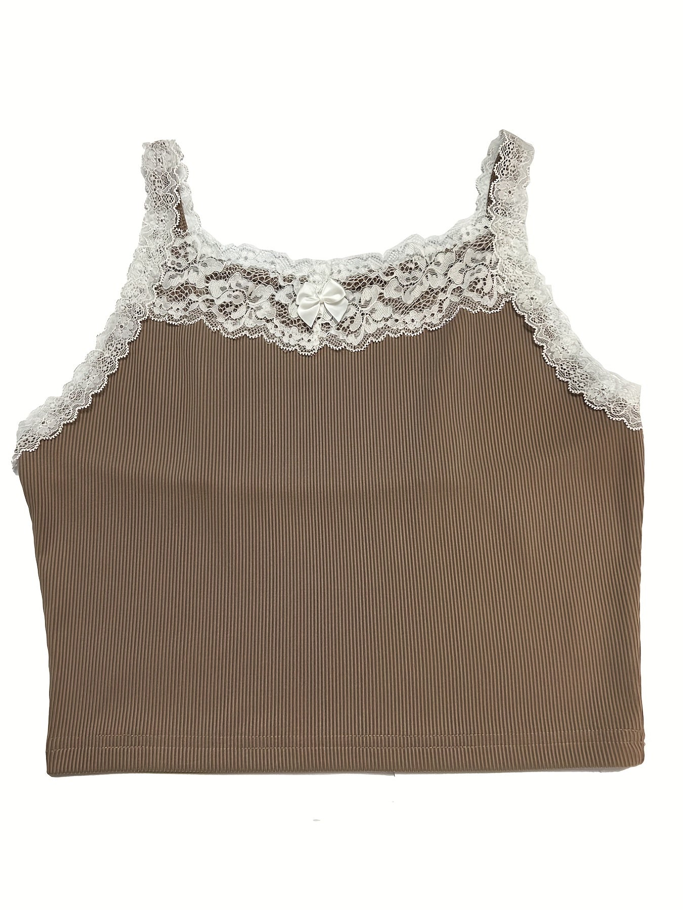 Lace Trim Cami Top with Bow Tie