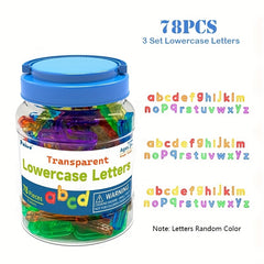78pcs Translucent Alphabet Letters for Kids Plastic Lowercase ABCs