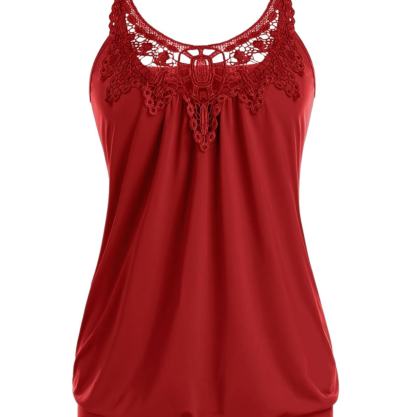 Lace Trim Sleeveless Stitching Tank Top