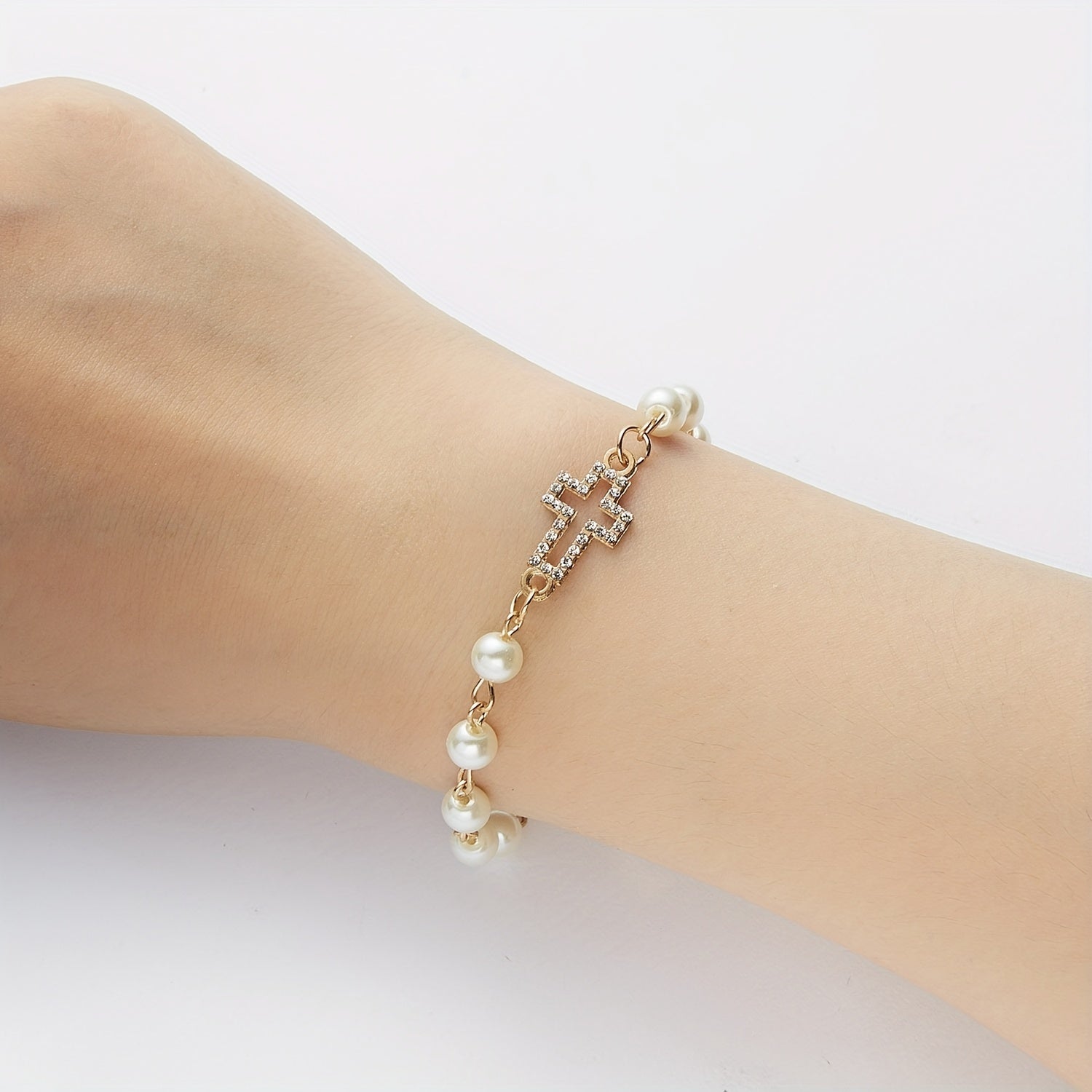 Y2K Faux Pearls Beaded Chain Bracelet for Women