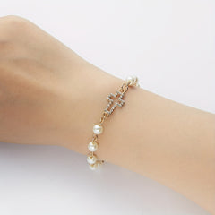 Y2K Faux Pearls Beaded Chain Bracelet for Women