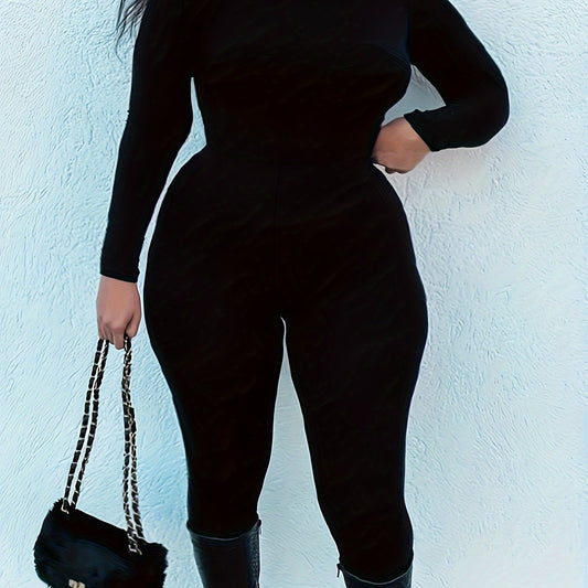 Women's Solid High Neck Jumpsuit