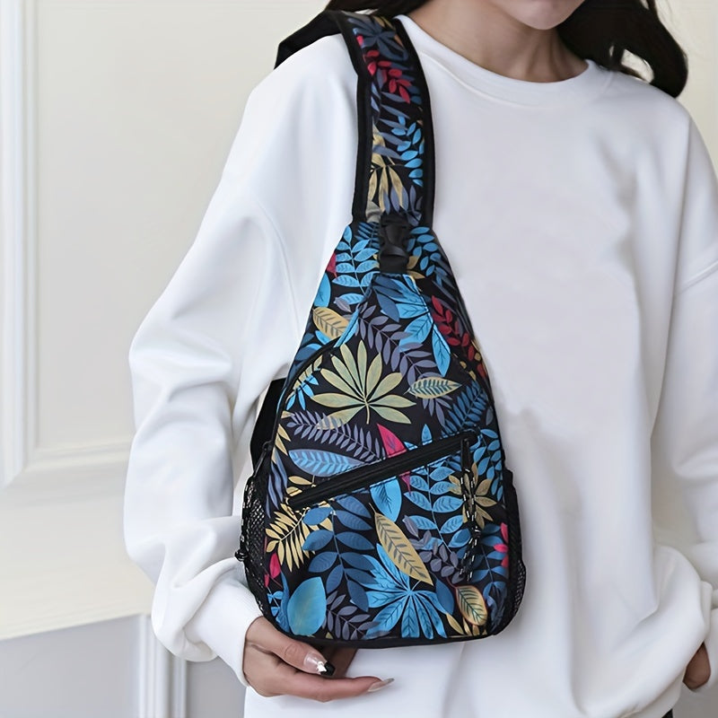 Floral Crossbody Sling Backpack Women Nylon Chest Bag