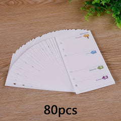 80pcs A6 Daily Planner Refills 6 Holes Colour Journal Inserts Cardstock
