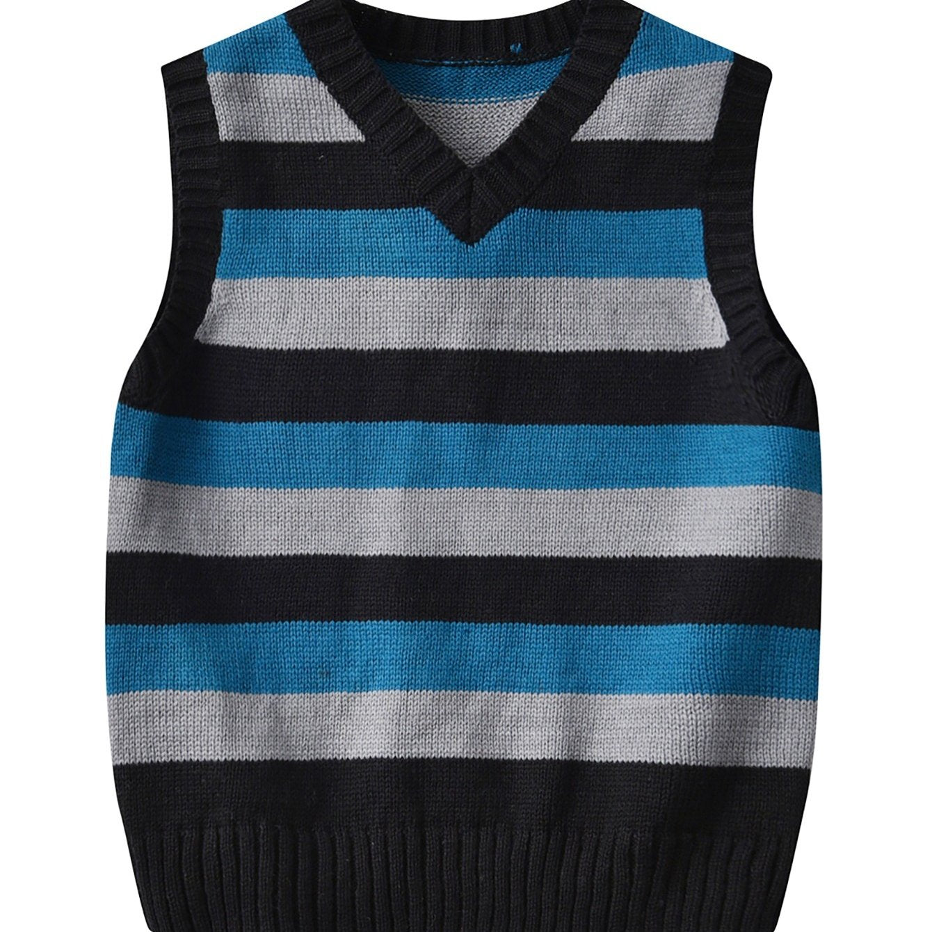 Kids' V-Neck Striped Knit Vest for Autumn Winter