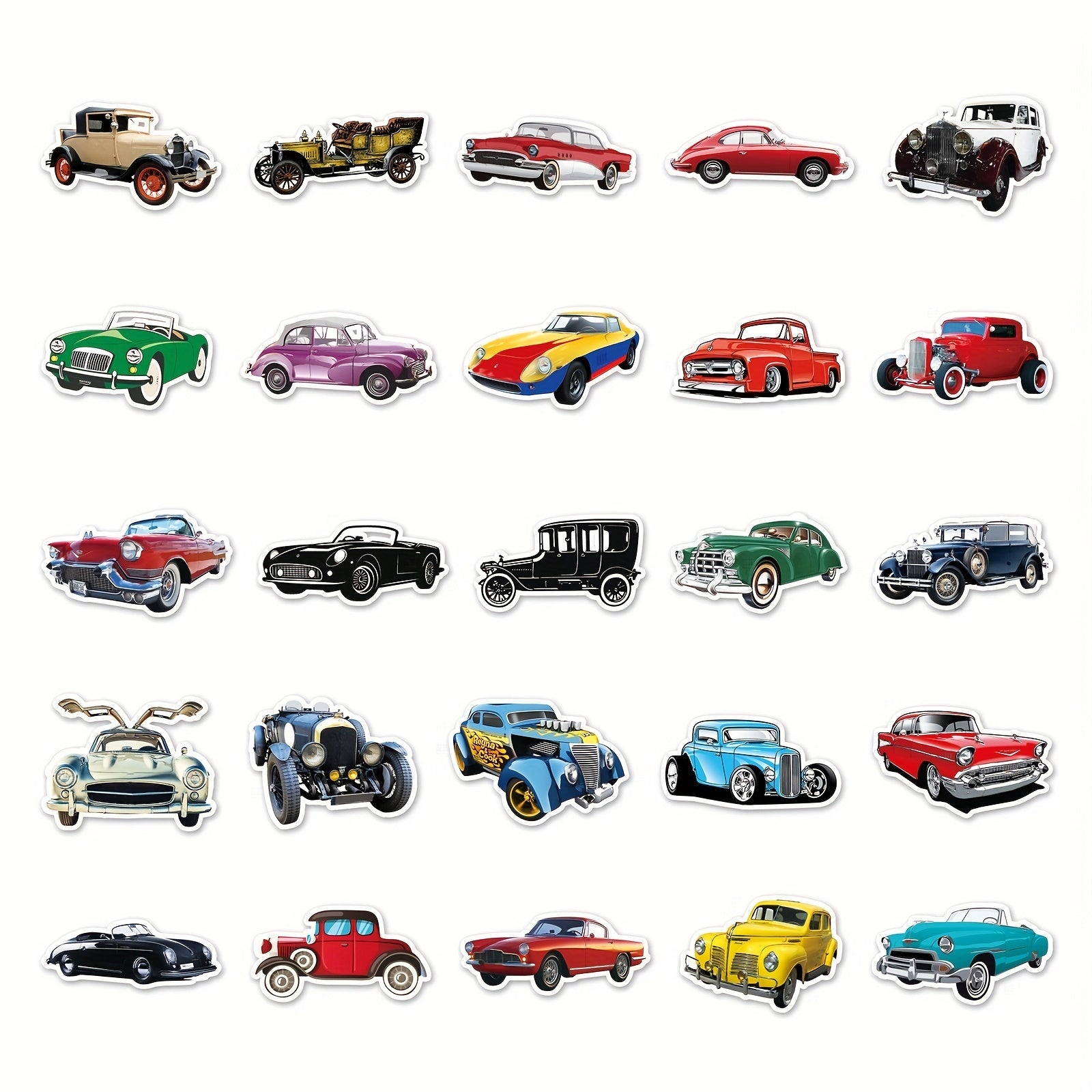 50pcs Vintage Retro Car Stickers for Notebooks Skateboards Cars & More