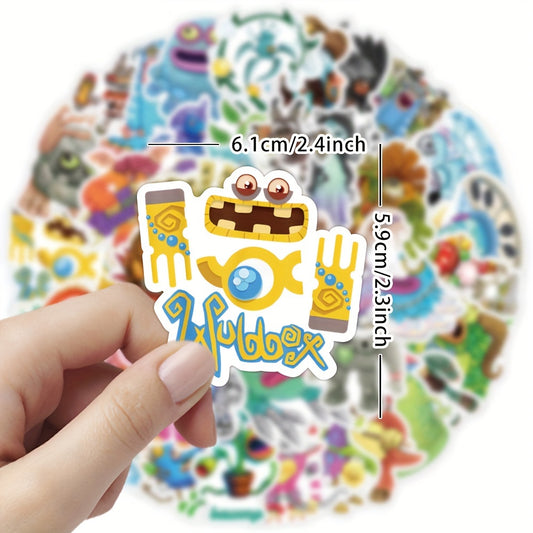 50pcs Monster Stickers For Kids Boys Girls Water Bottle Cartoon Waterproof Vinyl