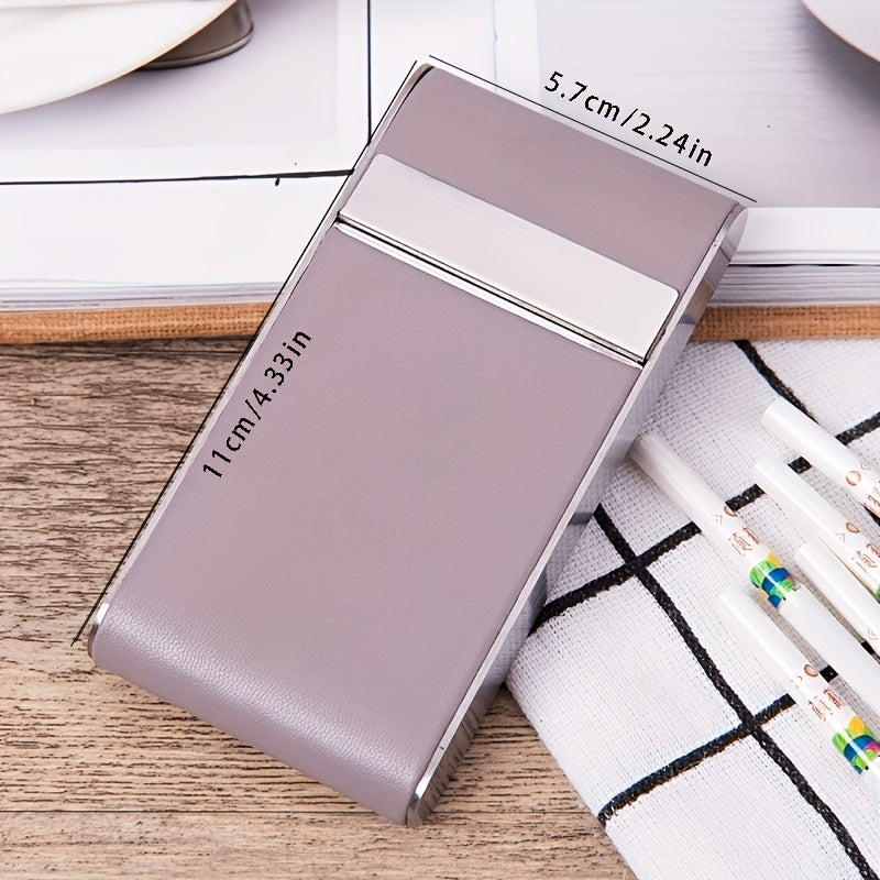 Women's Stainless Steel Cigarette Case with Leather Cover