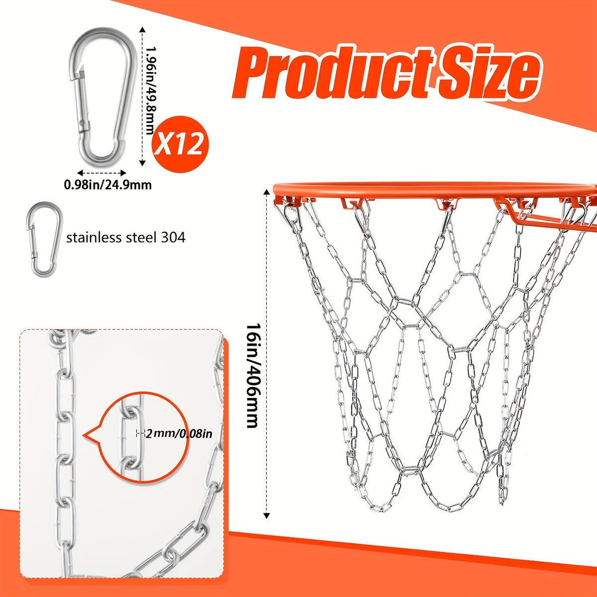 Stainless Steel Chain Basketball Net 12 Links