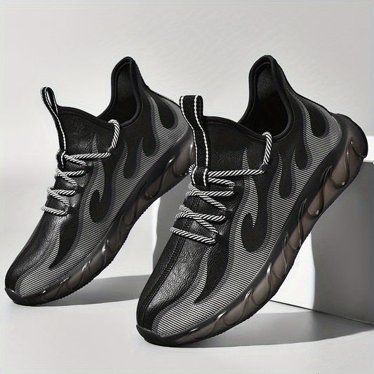 Men's Leather Lace Up Casual Shoes Lightweight Walking Sneakers