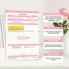 Meeting Notes Planner for Work - Action Items Organizer - 5.5x8.5inch