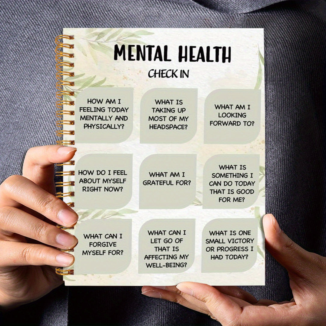 Green Mental Health Check In Journal Notebook 50 Pages 13.97x21.08cm
