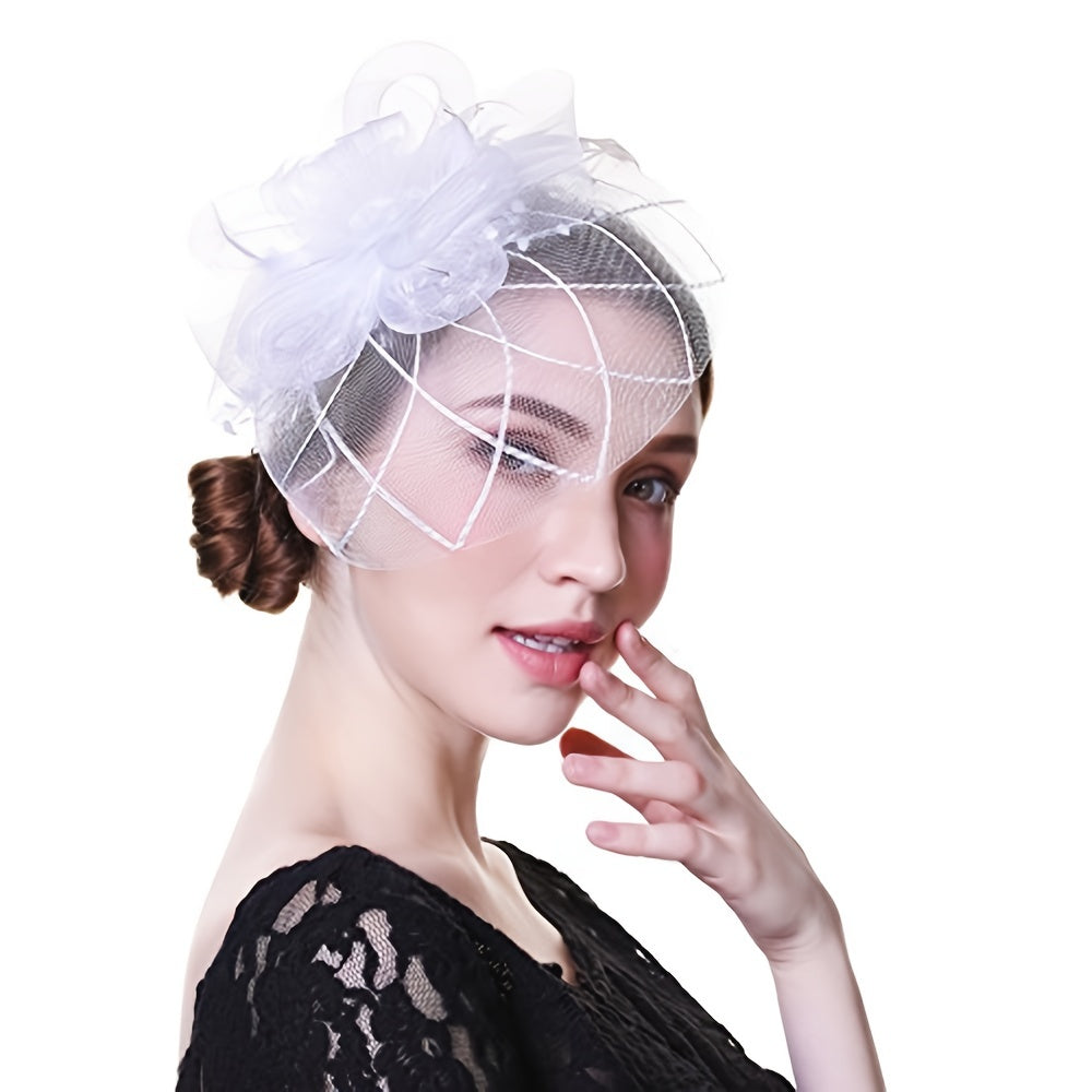 Mesh Flower Tea Party Fascinator Hat for Women