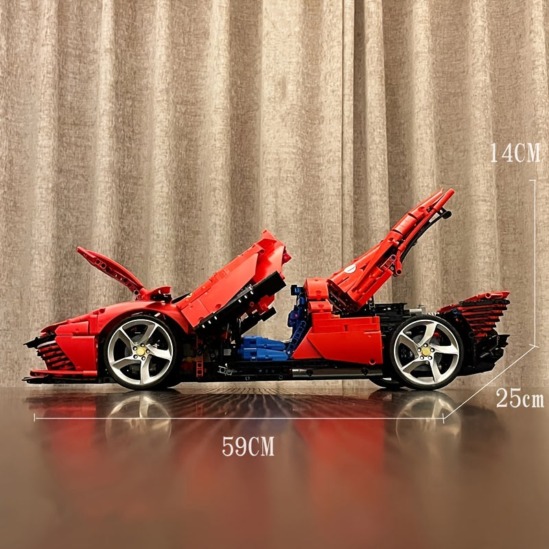3778pcs Technicial Red Racing Car Building Blocks 1 8 SP3 Supercar Model