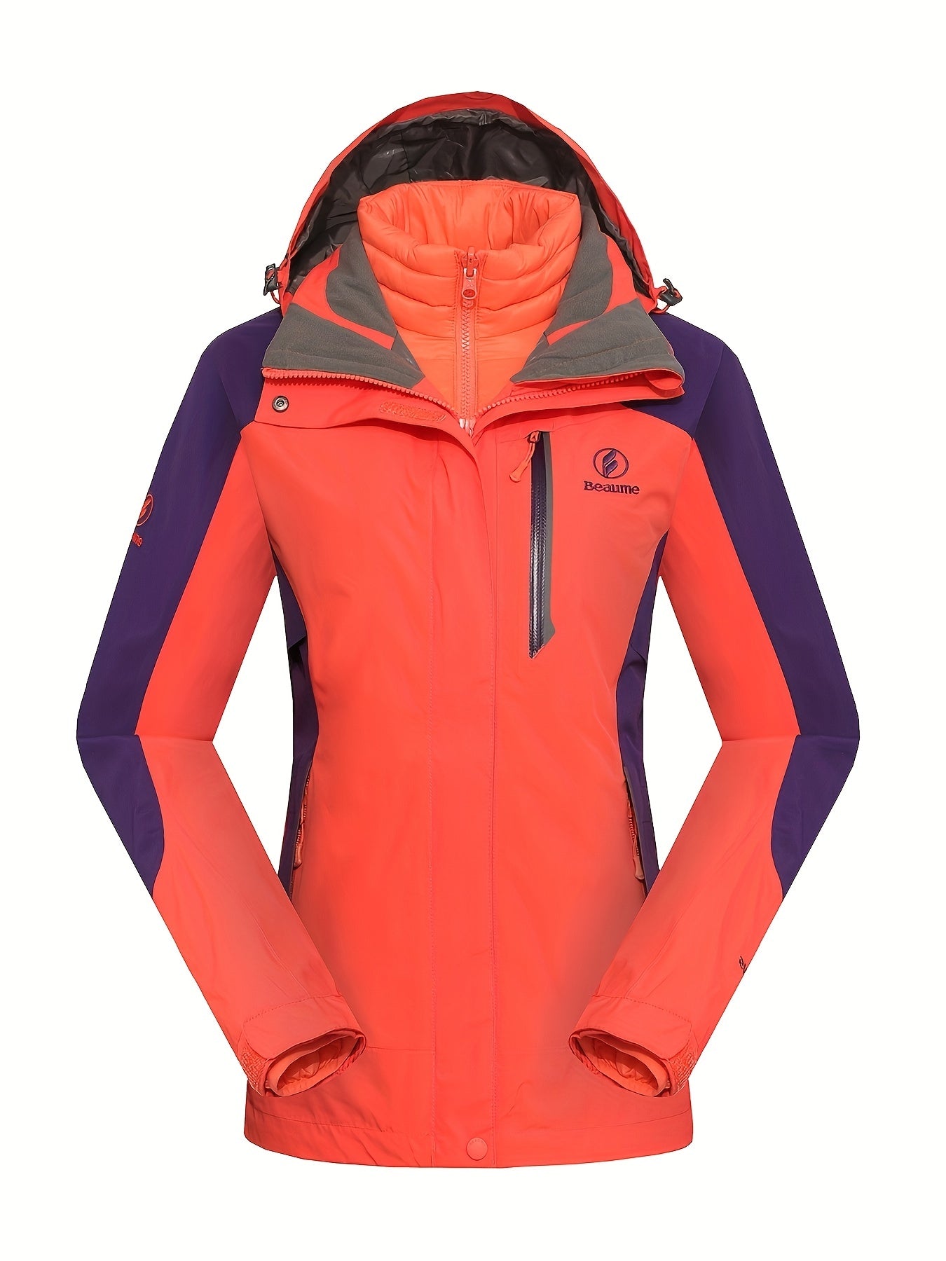 Women's 3-in-1 Ski Jacket Waterproof Thermal Hooded Winter Jacket