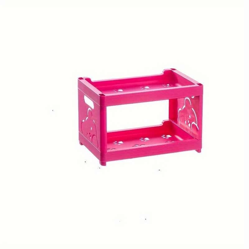 Double Layer Rack Bear Pattern Storage Rack Desktop Storage Rack