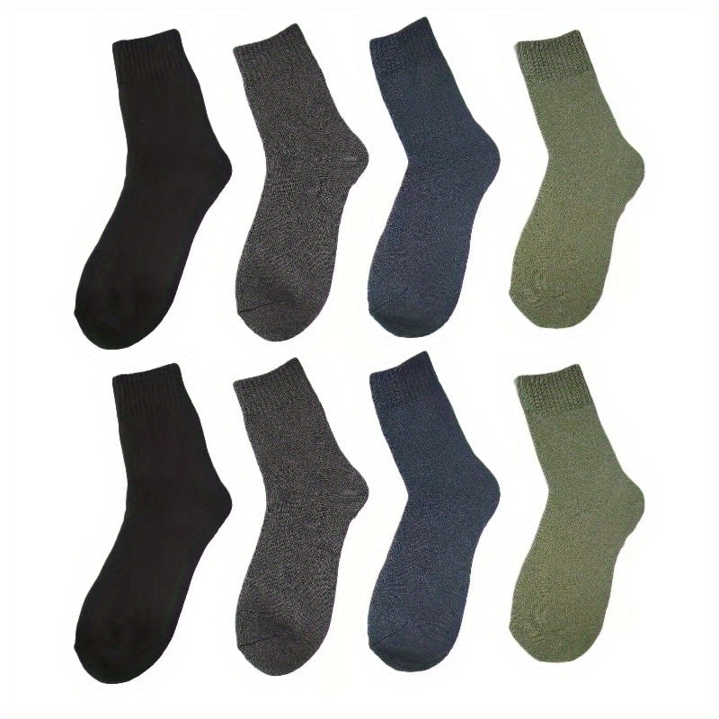 Boys Casual Thickened Crew Socks for Autumn Winter, 8 Pairs