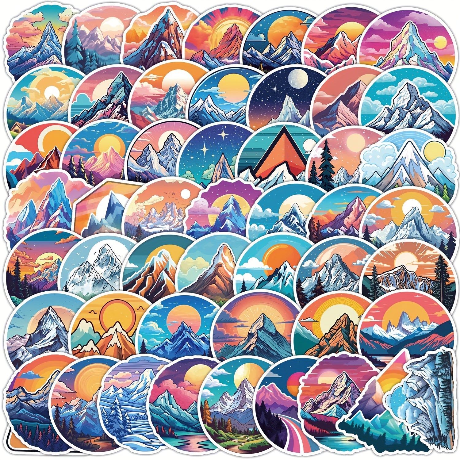 50pcs Dreamy Snow Mountain Vinyl Stickers Waterproof for Laptops Water Bottles