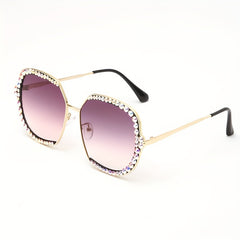 Rhinestone Square Sunglasses Metal Sunshade Eyewear