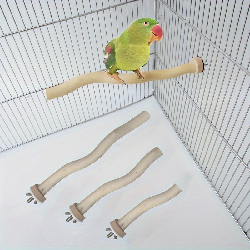 Solid Wood Bird Stand Stick Parrot Curved Station Rod for Pet Bird