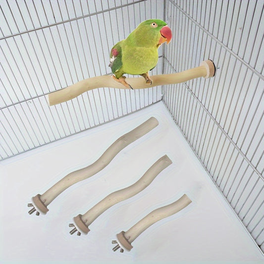Solid Wood Bird Stand Stick Parrot Curved Station Rod for Pet Bird