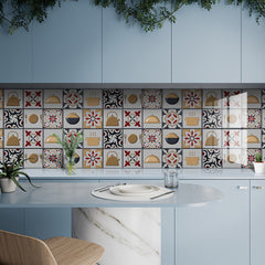 10pcs Vintage Kitchen Tile Sticker Peel Stick Non Slip PVC Wall Sticker