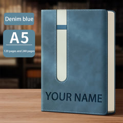 Custom Name A5 Notebook with Pen Holder Soft PU Leather Journal