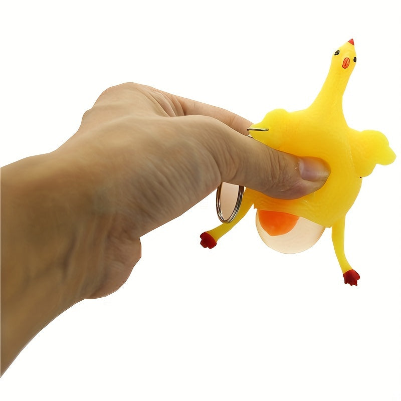 6pcs Fidget Squeeze Egg Chicken Keychain Stress Relief Purse Handbag Charm