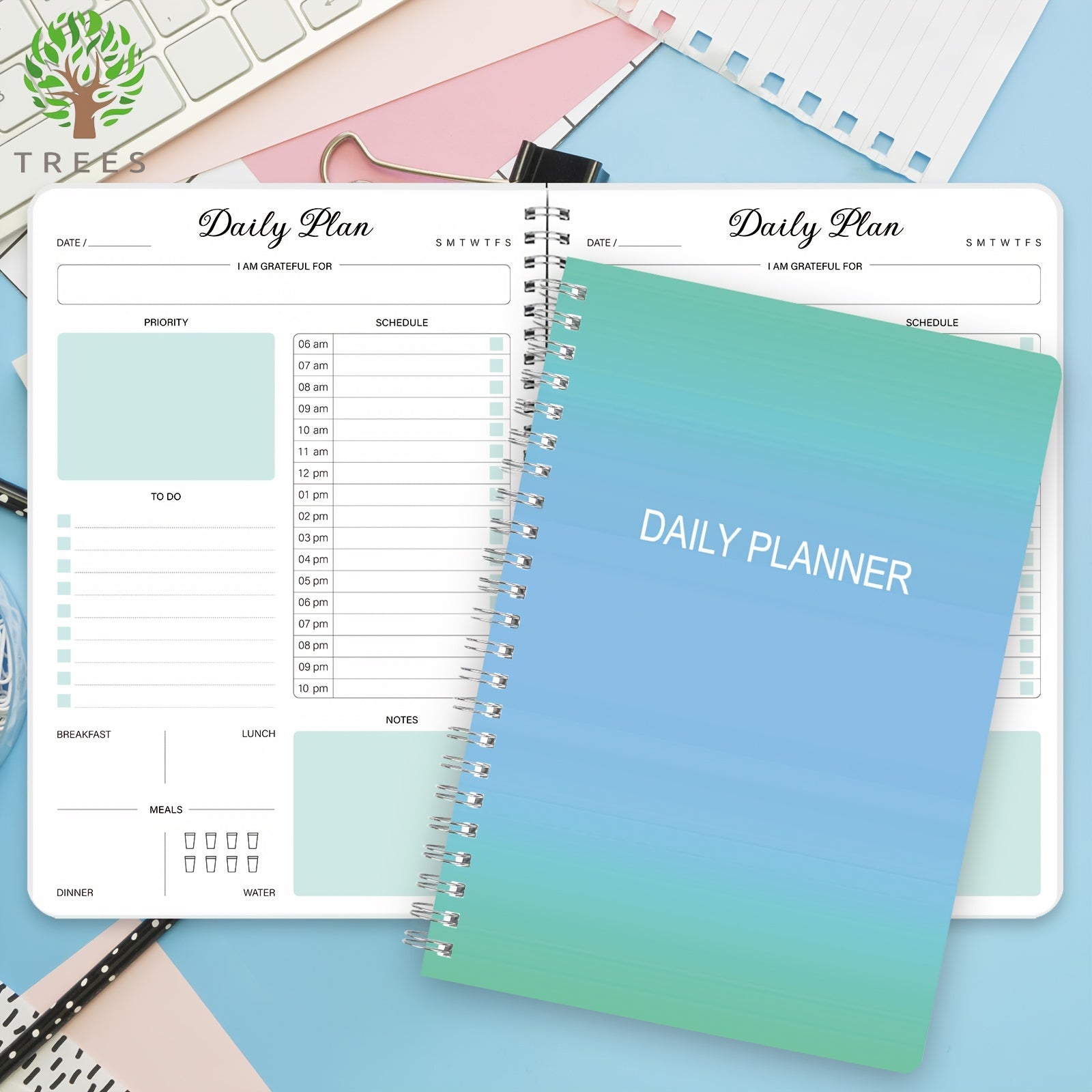 Daily Planner To Do List Notebook With Hourly Schedule Undated Goal Agenda