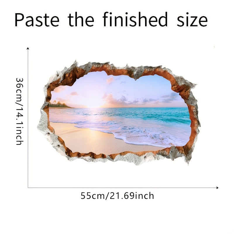 Dreamy Sky Waves Beach Wall Sticker 23.6x15.7inch