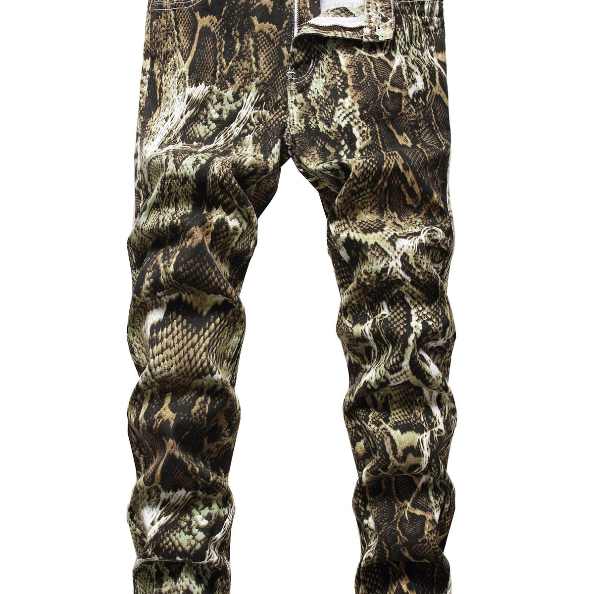 Men's Slim Snakeskin Print Cotton Jeans