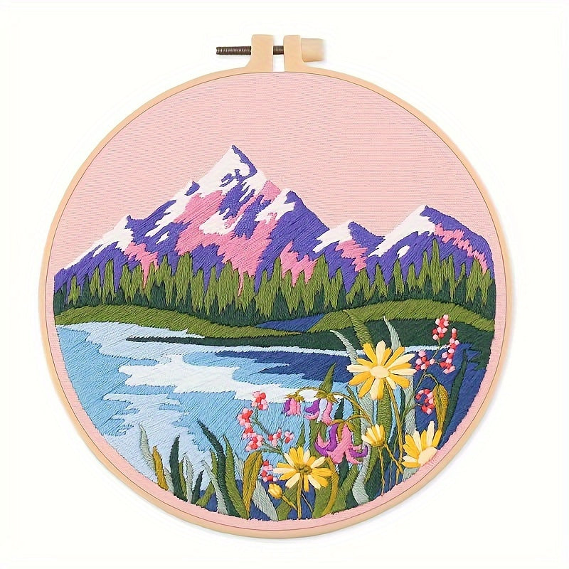 Landscape Embroidery DIY Material Bag Kit with Bandage