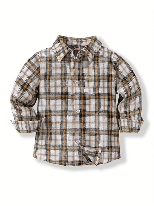 Toddler Boys Plaid Shirts Long Sleeve Button Down Tops