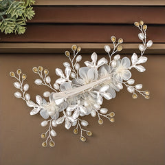 Rhinestone Faux Pearl Flower Hair Clip Non slip Side Clip Hair Accessories