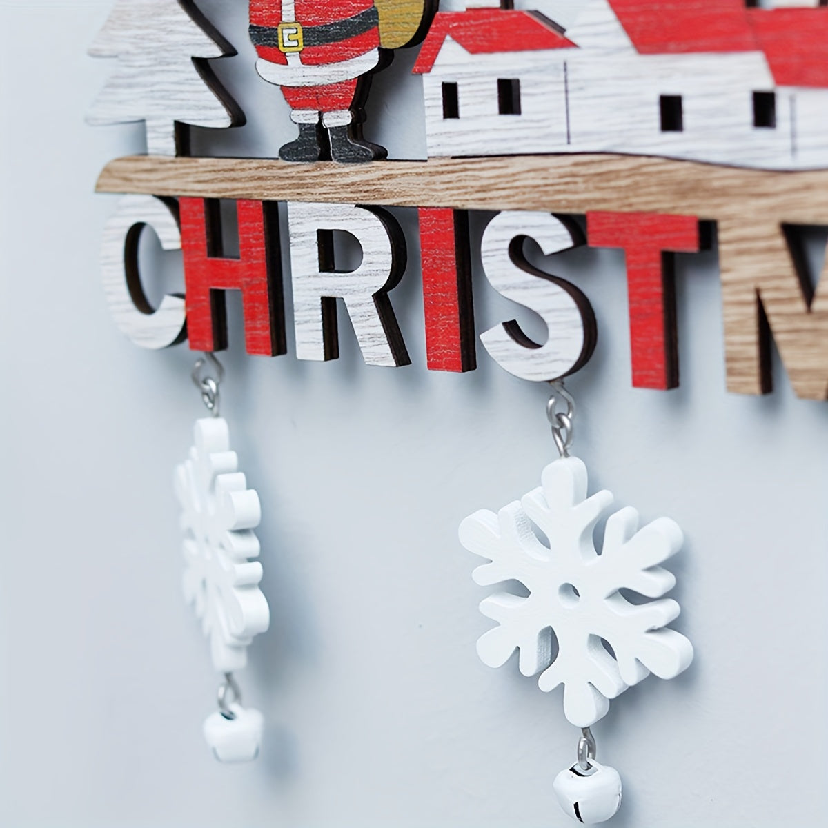 Festive Santa Village Wooden Hanging Decoration